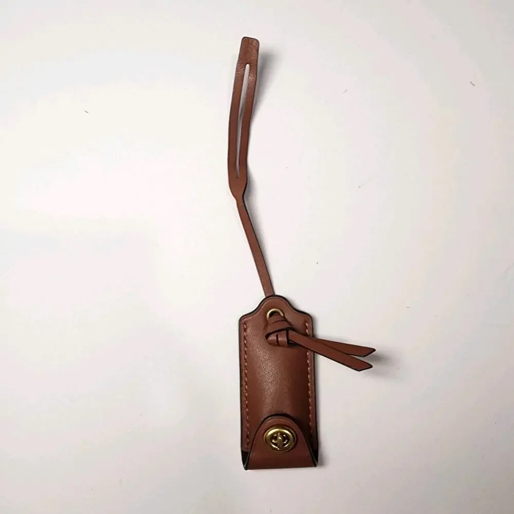 Coach 1941 Leather Clochette Hanging Tag Charm Brass Saddle